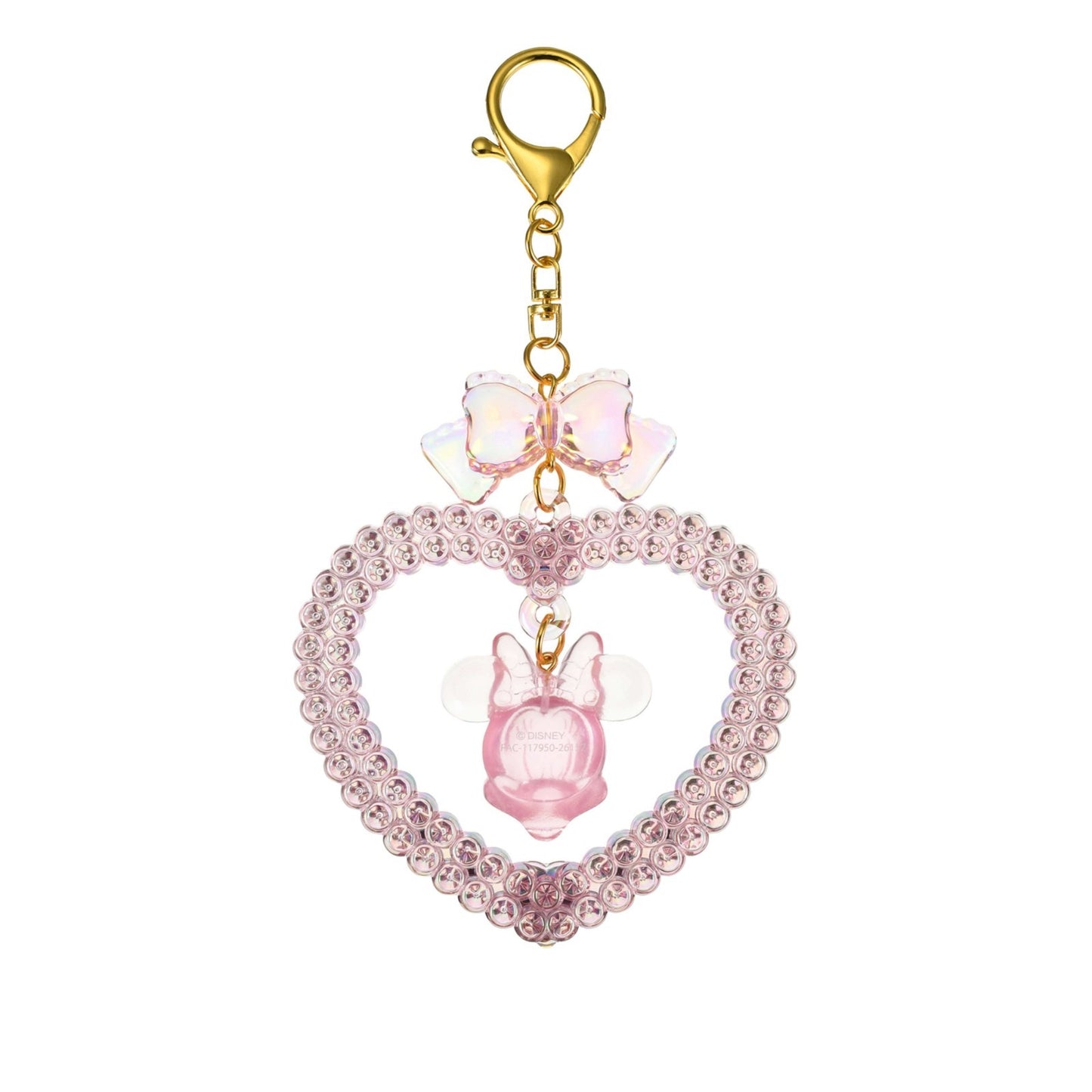 Japan Tokyo Disney Store Minnie Mouse Keychain Heart Glitter Lovely Fes