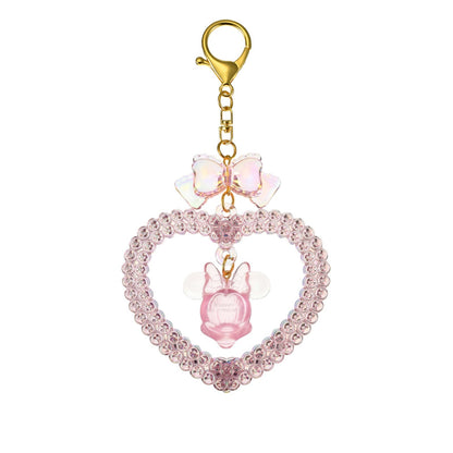Japan Tokyo Disney Store Minnie Mouse Keychain Heart Glitter Lovely Fes