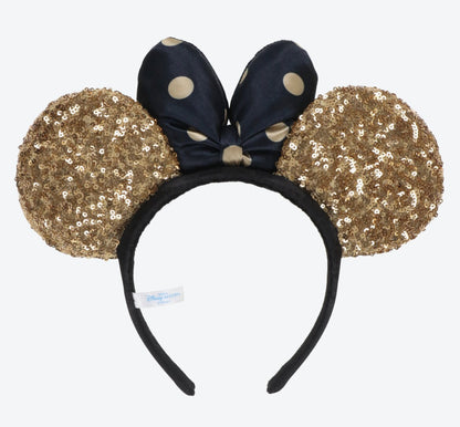 Japan Tokyo Disney Resort Store Ears HeadBand Hat Sequin Gold Dot Pattern