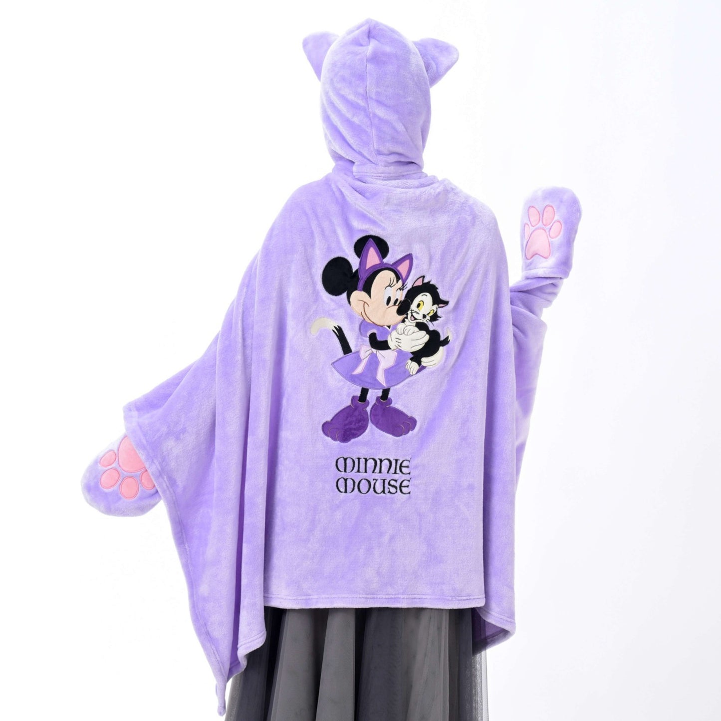 Japan Tokyo Disney Store Minnie & Figaro Hooded Blanket CAT MINNIE AND FIGARO
