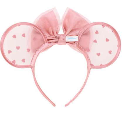 Japan Tokyo Disney Resort Ears HeadBand Hat Lace Pink & Black Heart