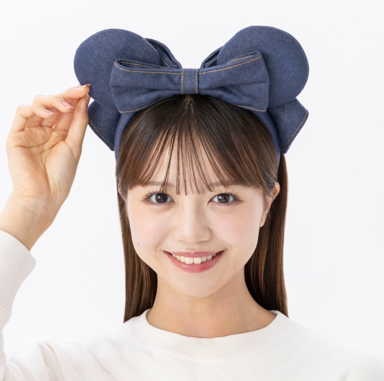 Japan Tokyo Disney Resort Minnie Mouse Ears Headband Denim Ribbon Free 2026