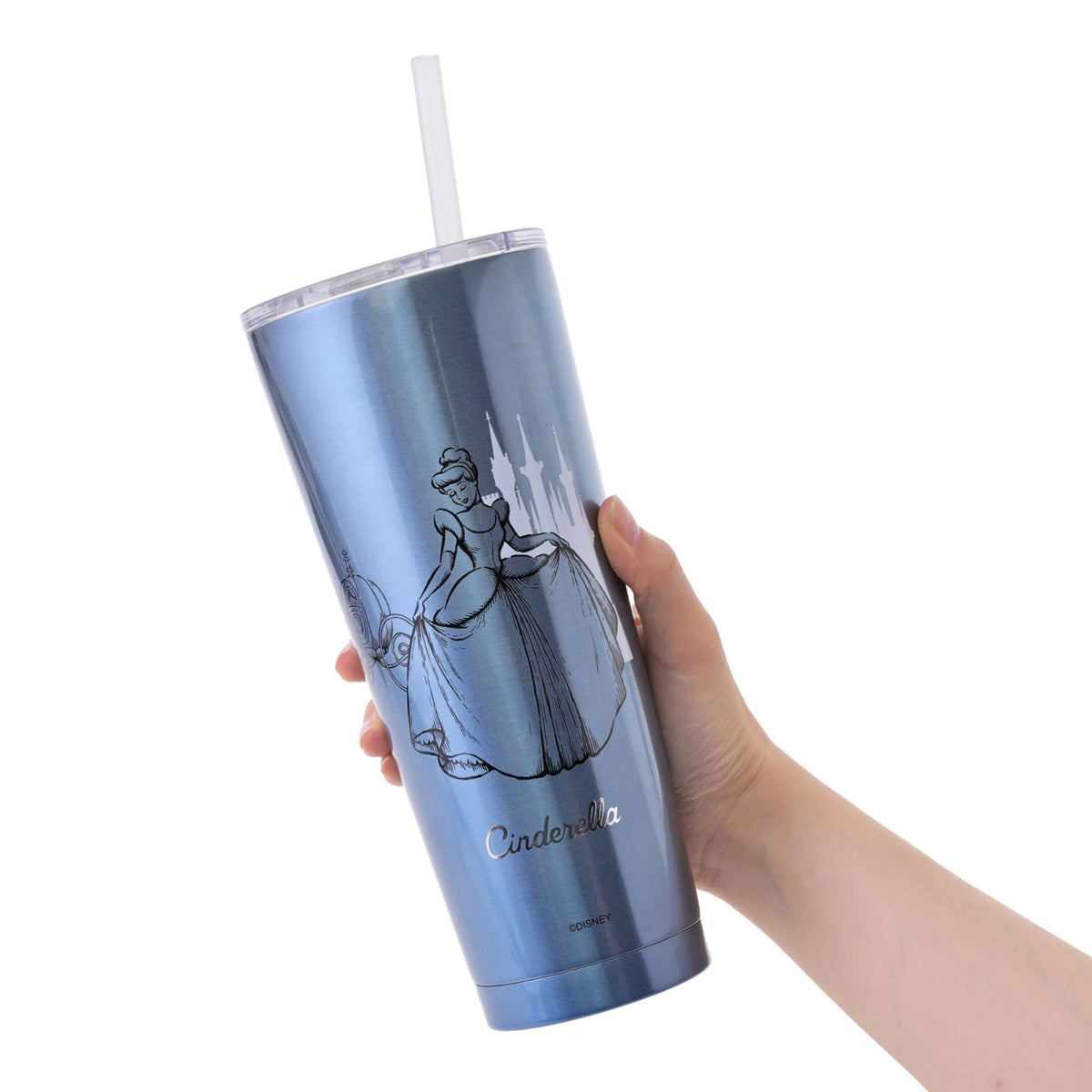 Japan Tokyo Disney Store Cinderella Tumbler Stainless Steel with Straw Drinkware