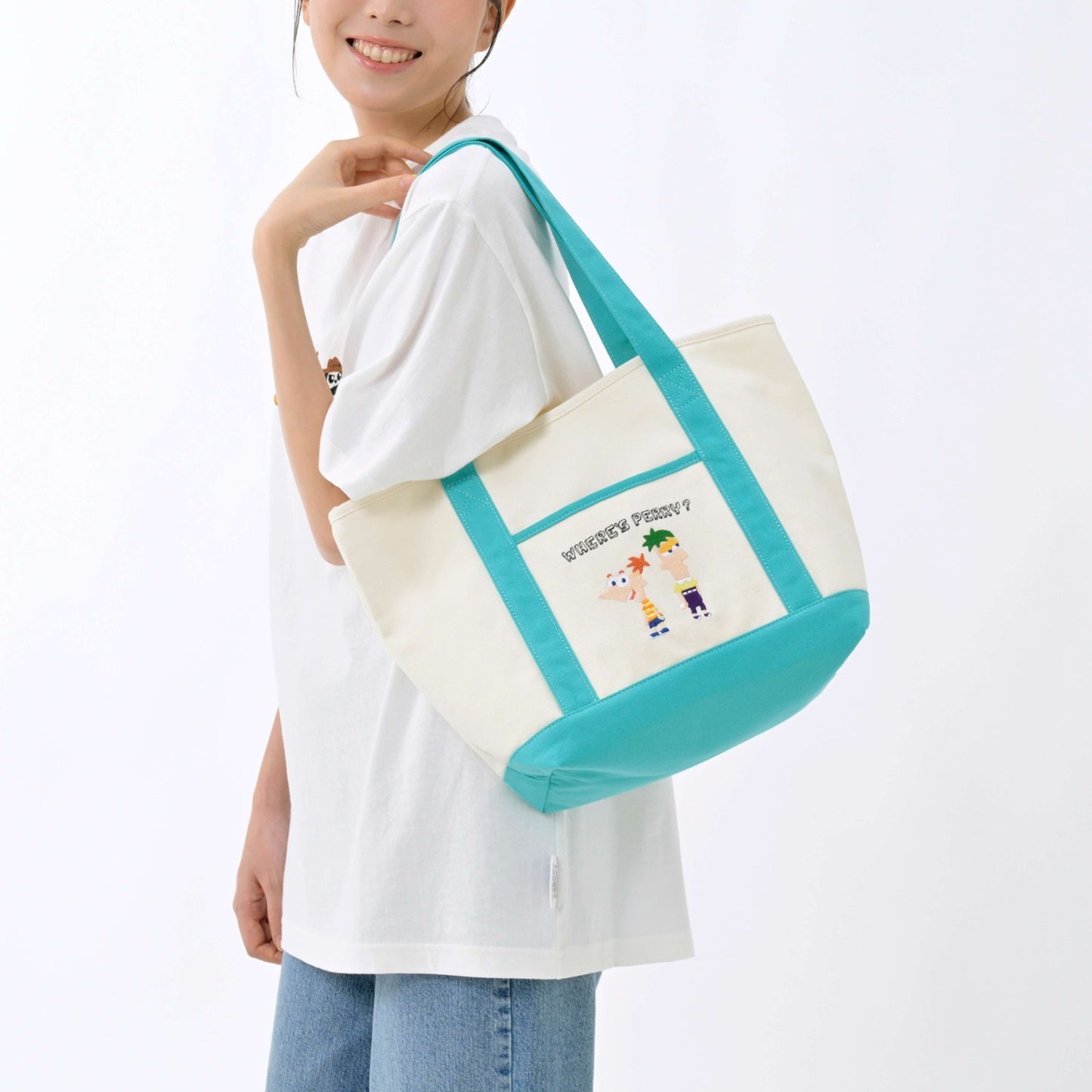 Japan Tokyo Disney Store Phineas & Ferb Agent P Embroidered Tote Bag