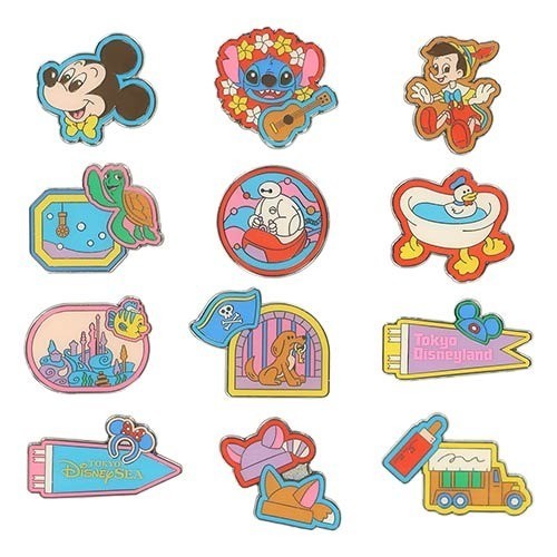Japan Tokyo Disney Resort Mickey Mouse Pin Badge Set Park Motif Memories