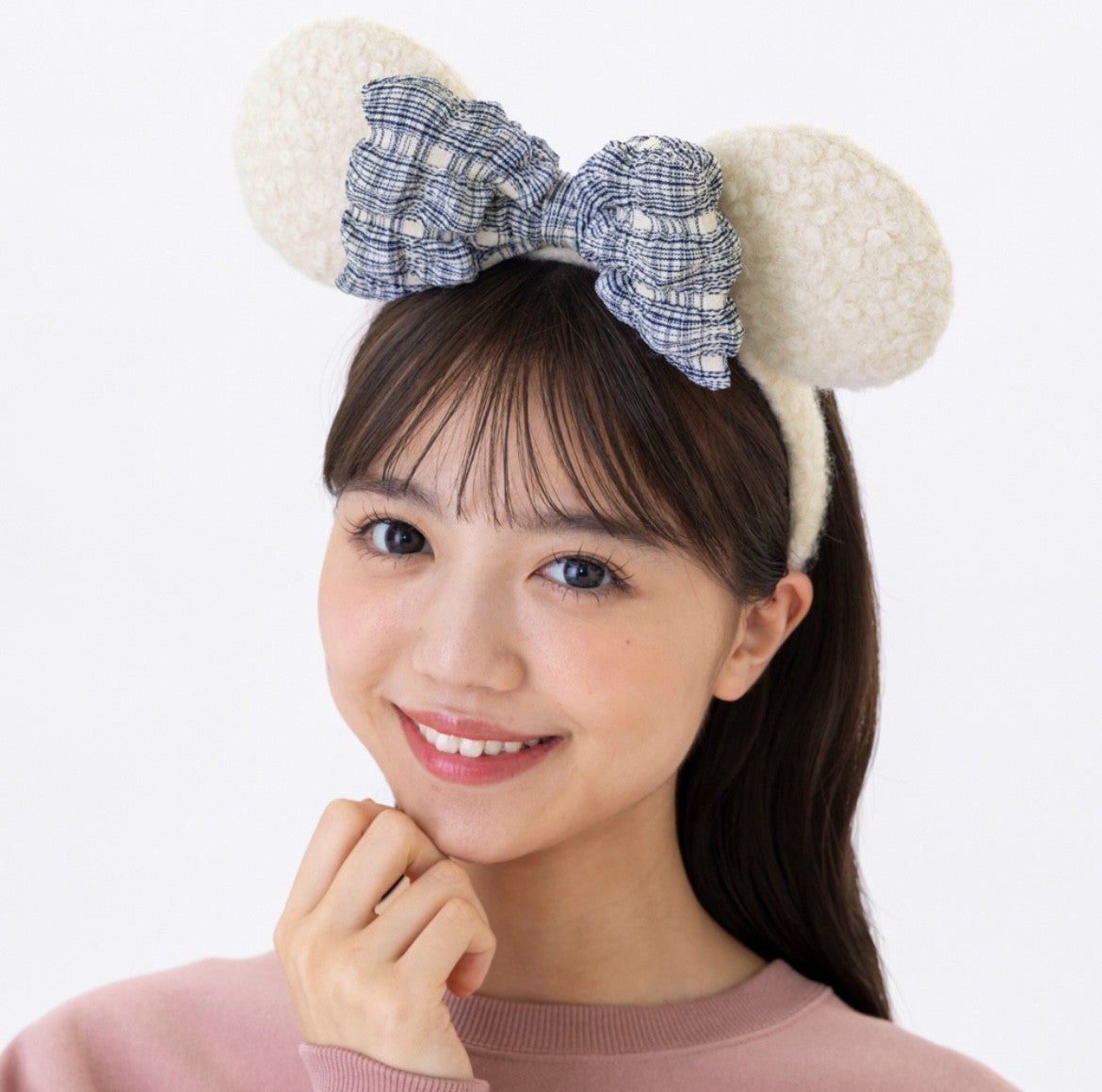 Japan Tokyo Disney Resort Minnie Mouse Ears Headband Free Ribbon Boa Blue 2025