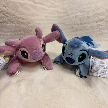 Japan Tokyo Disney Resort Stitch & Angel Plush Toy Keychain Shoulder Clip