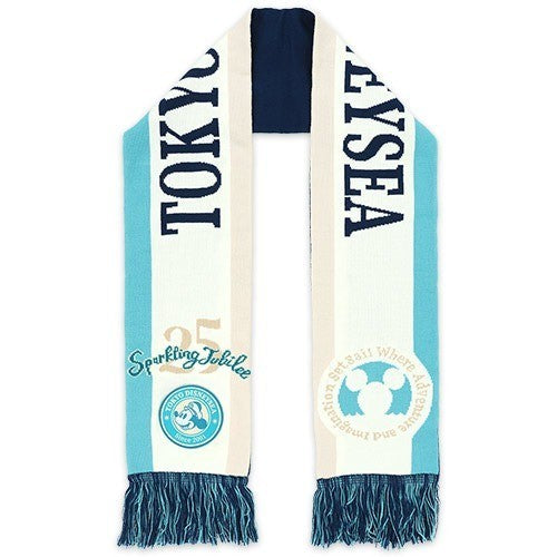 Japan Tokyo Disney Resort Mickey Mouse Scarf Sea 25th Anniversary Fluffy & Cozy
