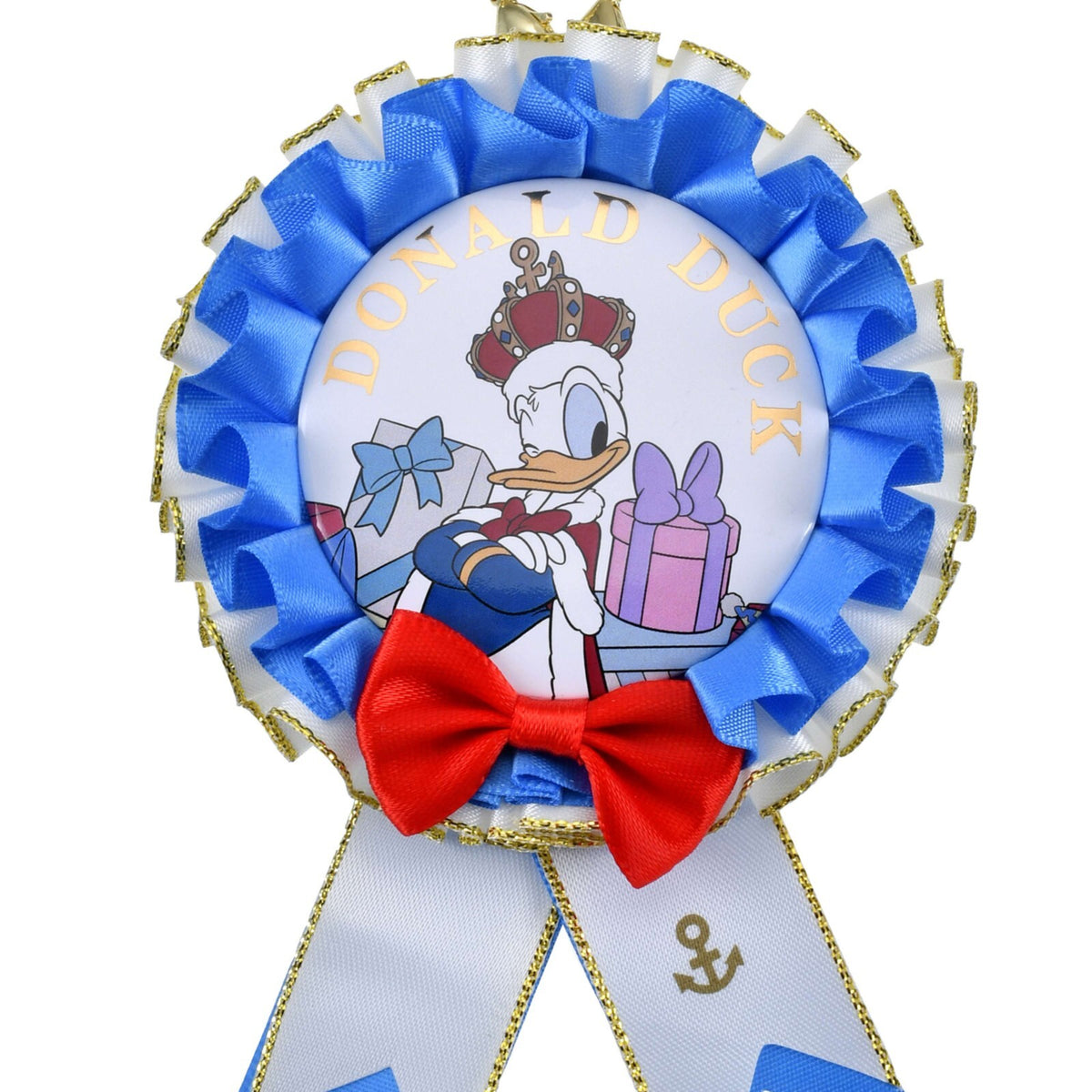 '+Japan Tokyo Disney Store Donald Can Badge Rosette DONALD THE KING BIRTHDAY