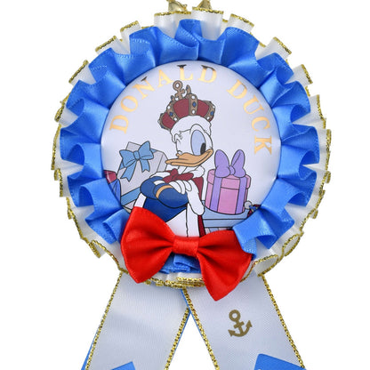 '+Japan Tokyo Disney Store Donald Can Badge Rosette DONALD THE KING BIRTHDAY