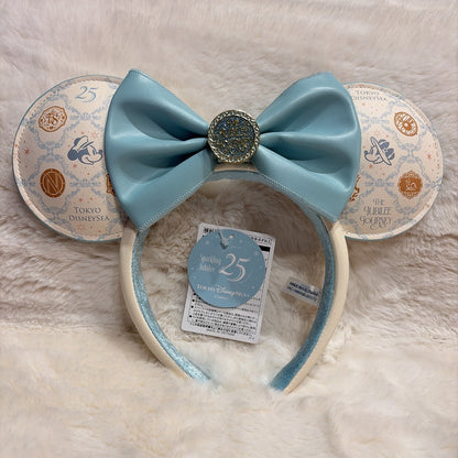 Japan Tokyo Disney Resort Mickey Minnie Headband Sea 25th Ears Cap Ribbon
