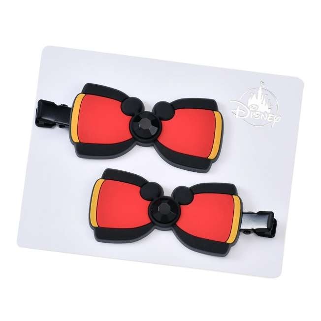 Japan Tokyo Disney Store Mickey Hair Clip Set Stones Ribbons MAEGAMI Hair Zakka