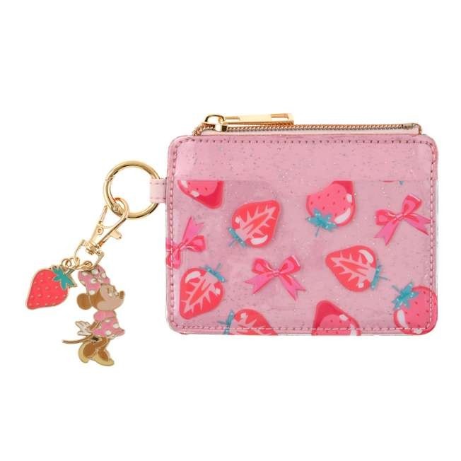 Japan Tokyo Disney Store Minnie Mouse Pass Case with Charm GLOSSY FRUITS