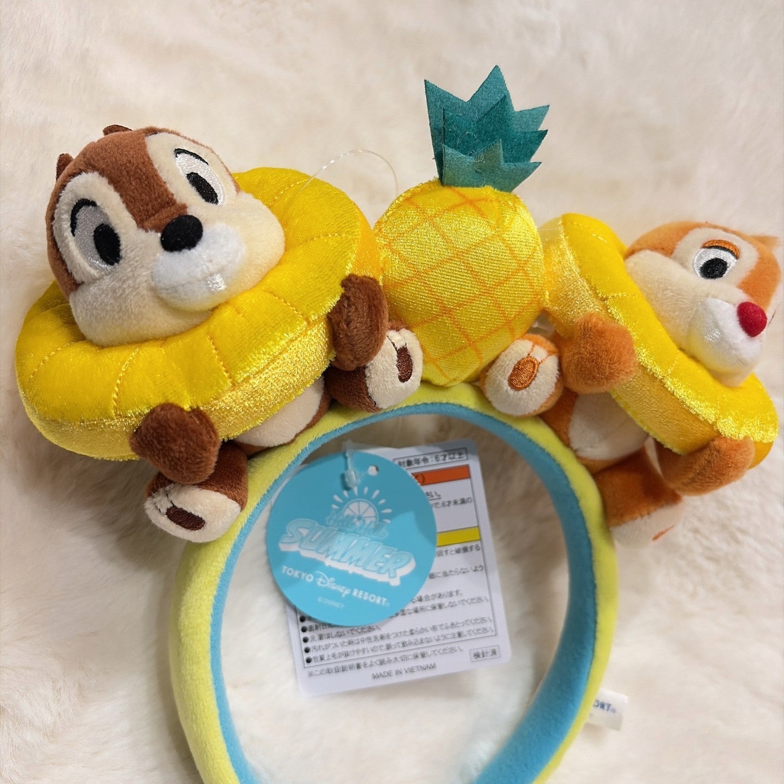 Japan Tokyo Disney Resort Chip and Dale Headband Ears Hello Summer Pineapplo