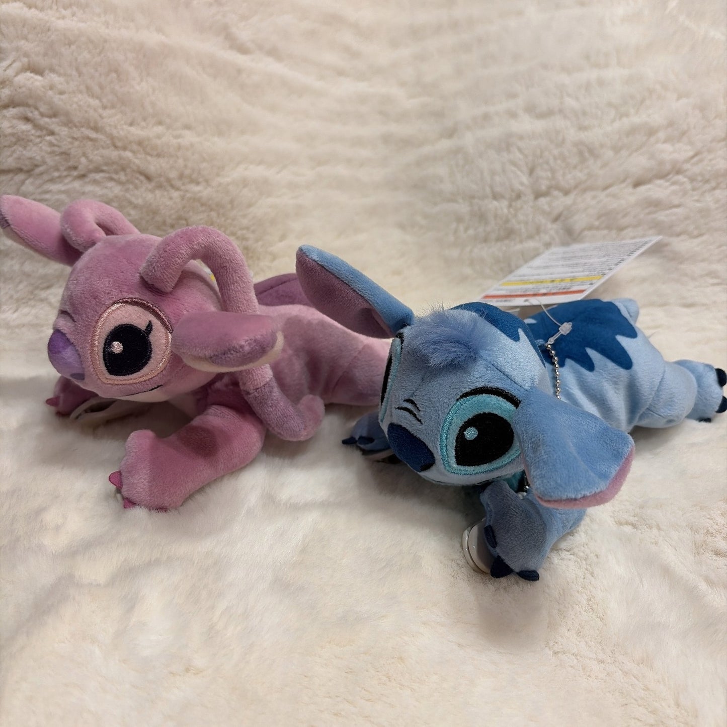 Japan Tokyo Disney Resort Stitch & Angel Plush Toy Keychain Shoulder Clip