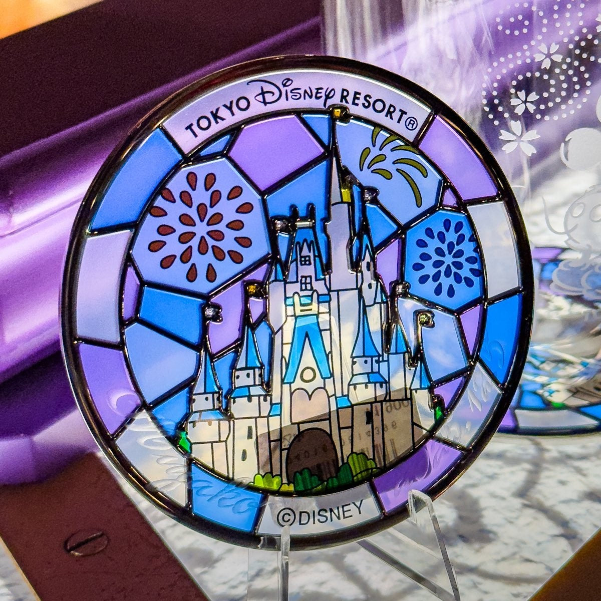 Japan Tokyo Disney Resort Stained Glass Coaster Glass Cinderella castle