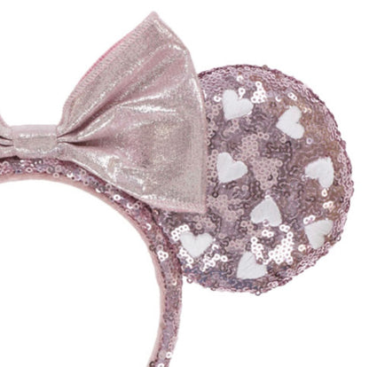 Japan Tokyo Disney Resort ears headband sequin pink heart glitter Minnie