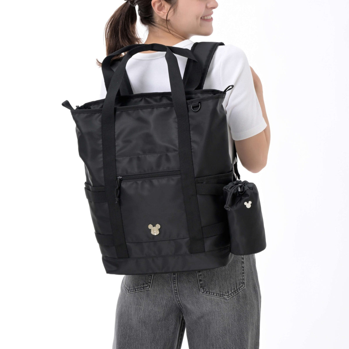 Japan Tokyo Disney Store Mickey 2-Way Rucksack Backpack with Bottle Cover