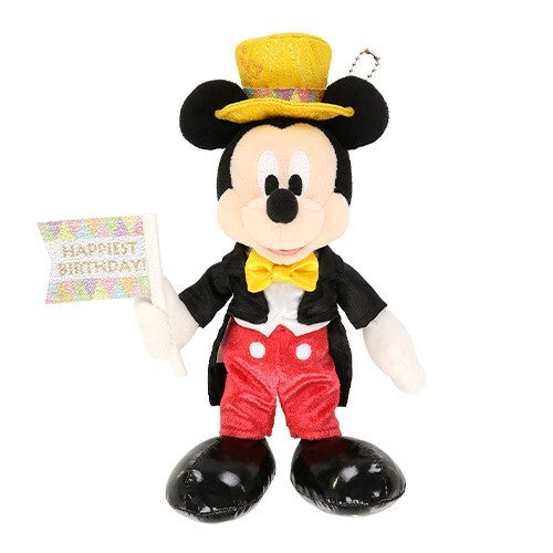 Japan Tokyo Disney Resort Mickey Mouse Plush Toy Badge Happiest Birthday