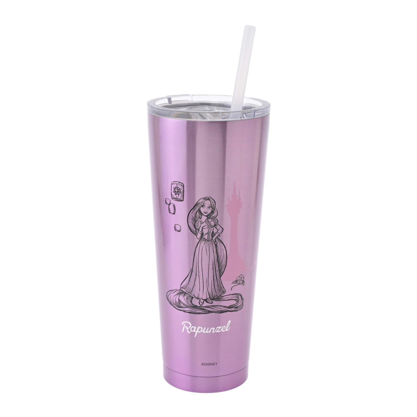 Japan Tokyo Disney Store Rapunzel Tumbler Stainless Steel with Straw Drinkware