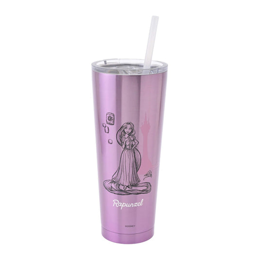 Japan Tokyo Disney Store Rapunzel Tumbler Stainless Steel with Straw Drinkware