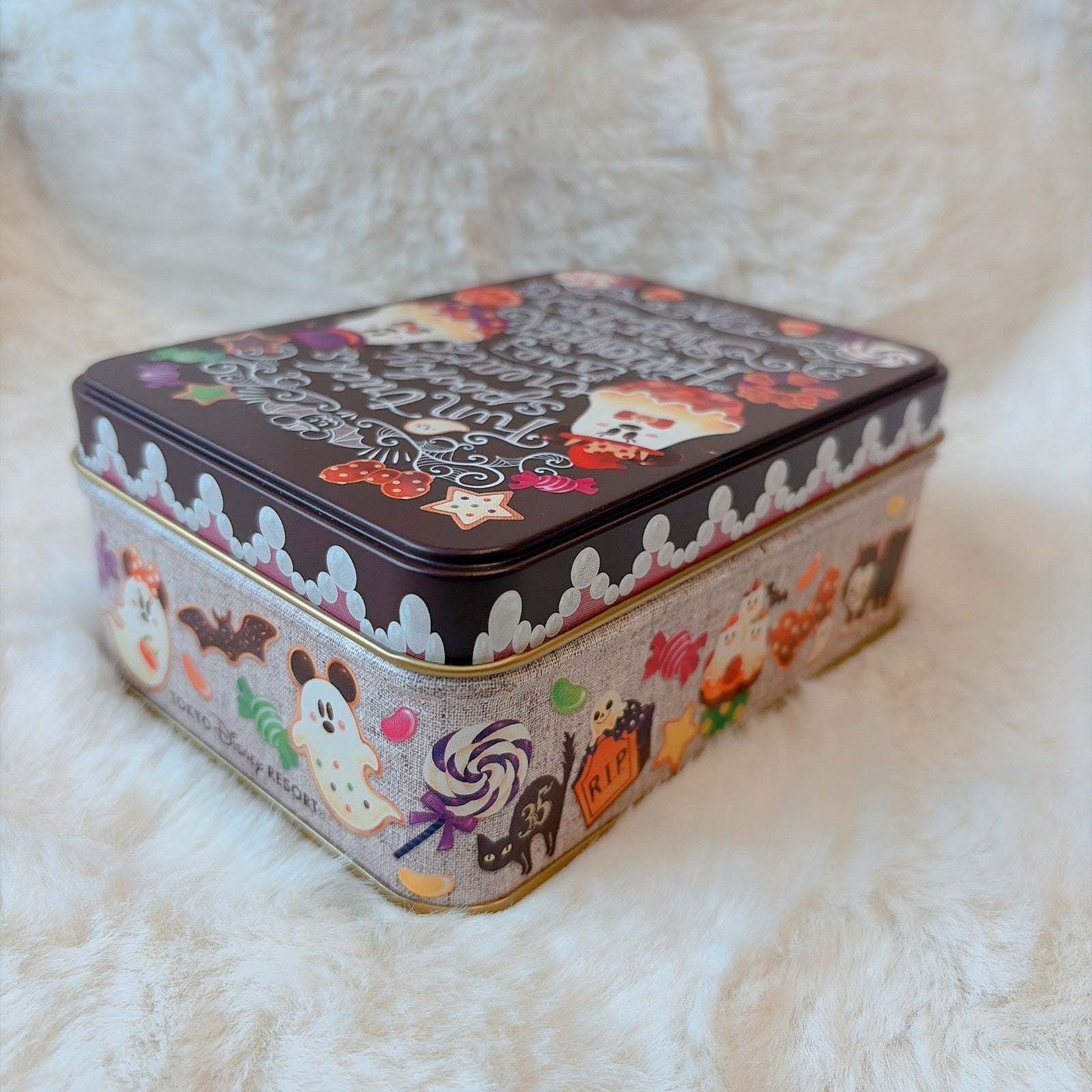 Japan Tokyo Disney Resort Candy Tin Can Halloween Mickey Minnie & Ghost