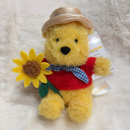 Japan Tokyo Disney Resort Winnie the Pooh Sunflower Plush Keychain Summer