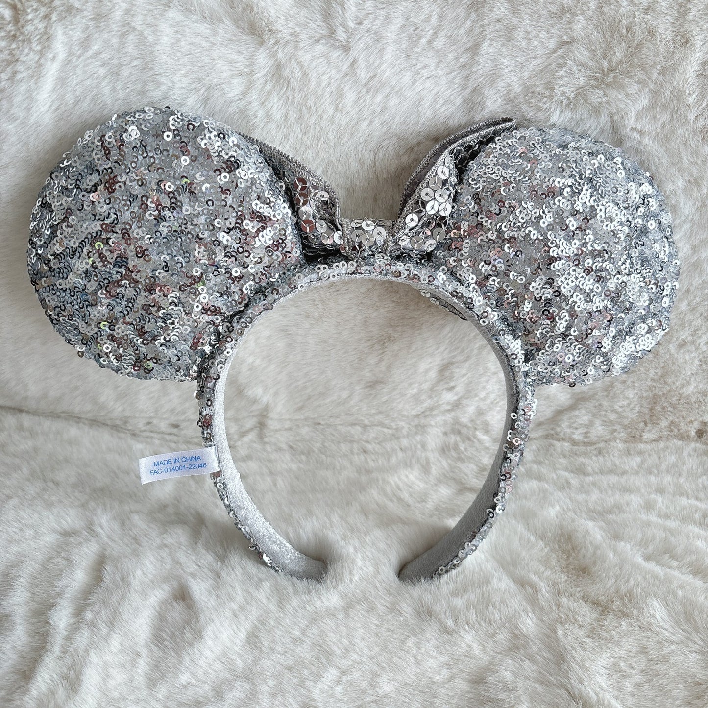 Japan Tokyo Disney Resort Ears HeadBand Hat Minnie Silver sequins shine