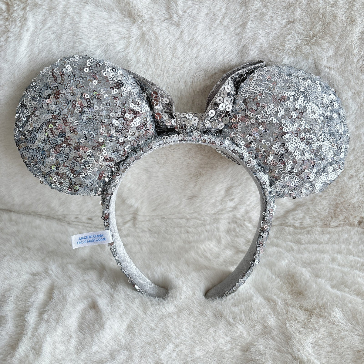 Japan Tokyo Disney Resort Ears HeadBand Hat Minnie Silver sequins shine