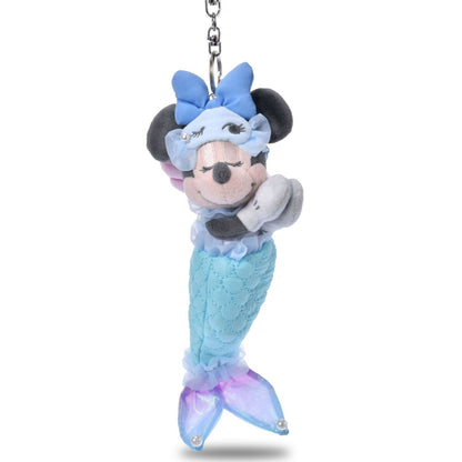 Japan Tokyo Disney Store Minnie Mouse Plush Toy Keychain PAJAMA STYLE