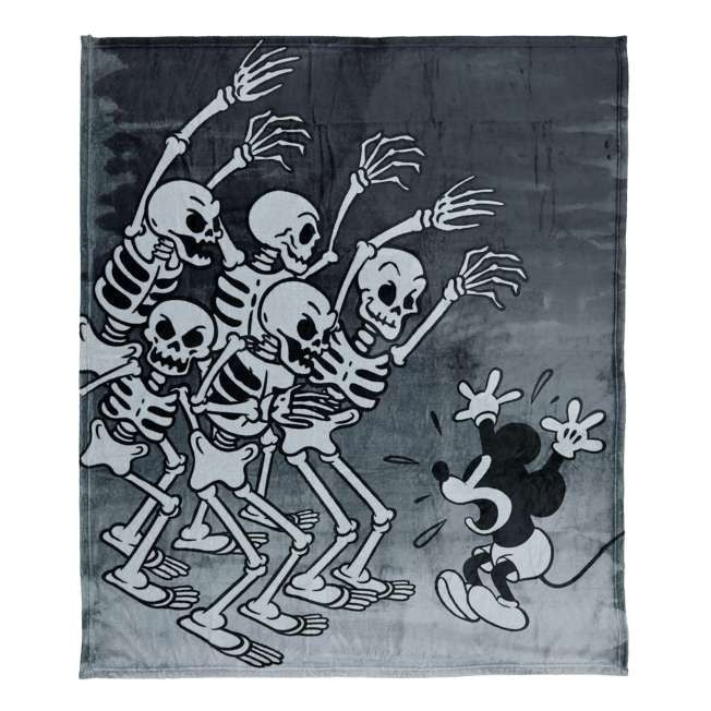 Japan Tokyo Disney Store Mickey Large Blanket The Skeleton Dance Haunted House