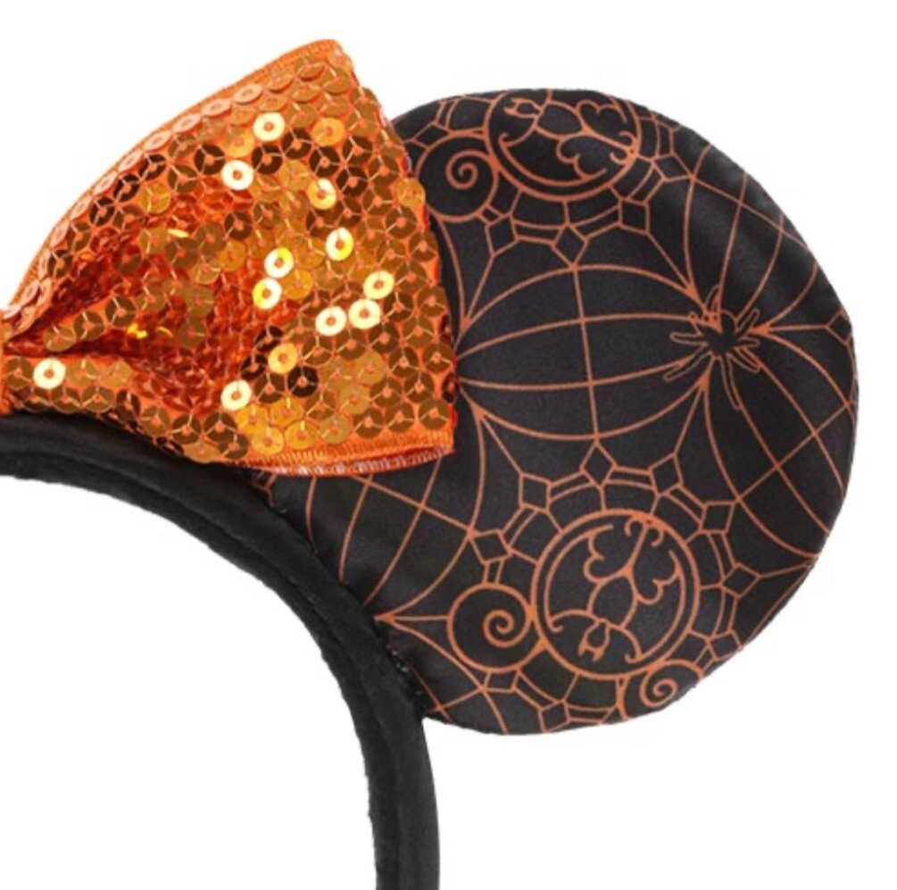 Japan Tokyo Disney Resort Halloween 2023 Head Bund Ears Orange Spider Cap Ribbon
