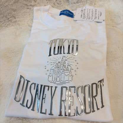 Japan Tokyo Disney Resort Logo T-Shirt Limited White Cinderella castle