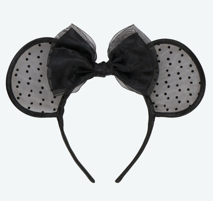 Japan Tokyo Disney Resort Ears HeadBand Hat Lace Pink & Black Heart