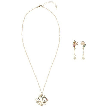 Japan Tokyo Disney Resort Necklace & Earrings Mermaid lagoon