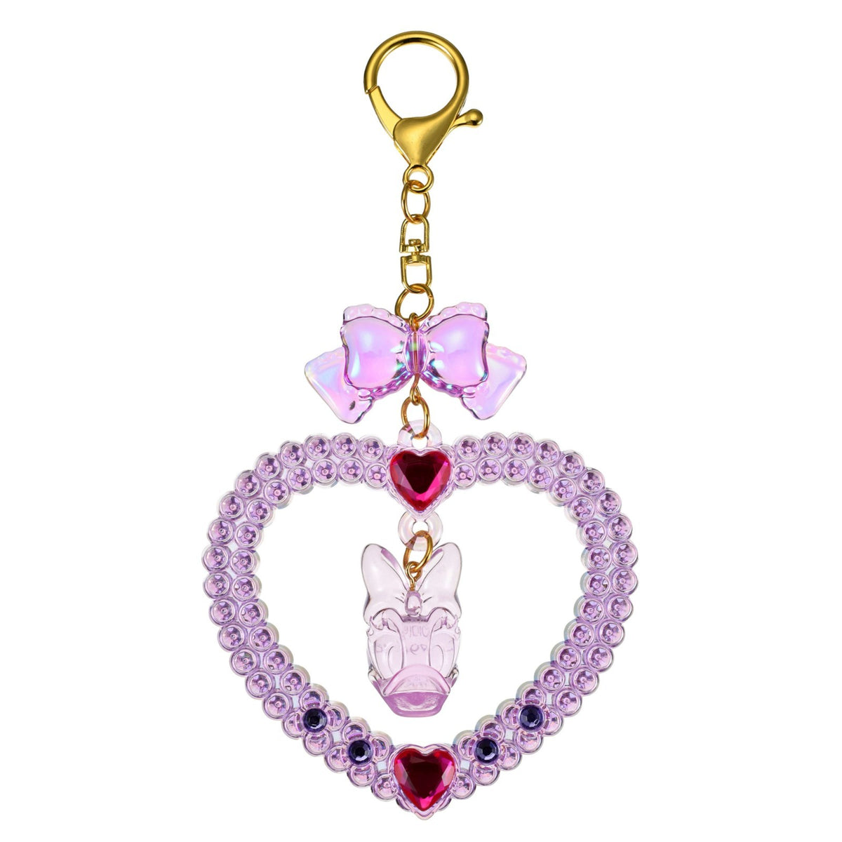 Japan Tokyo Disney Store Daisy Duck Keychain Heart Glitter Lovely Fes