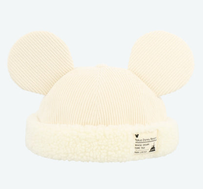 Japan Tokyo Disney Resort Ears Mickey limited Fluffy Winter Cap Hat White 2025