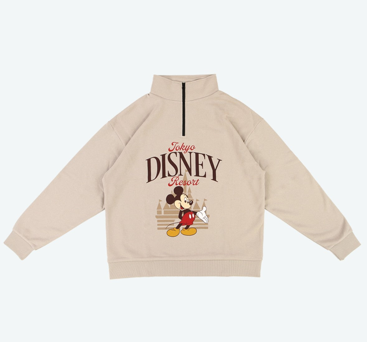 Japan Tokyo Disney Resort Mickey Long Sleeve Cinderella Castle Brown Zipper