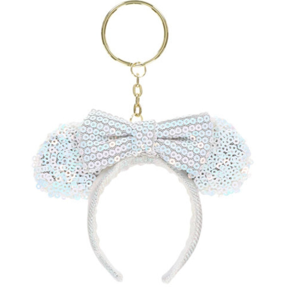 Japan Tokyo Disney Resort White Minnie Sequin Headband Ears nuiMOs Keychain
