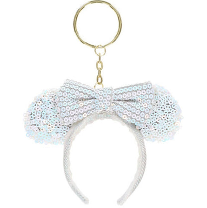 Japan Tokyo Disney Resort White Minnie Sequin Headband Ears nuiMOs Keychain