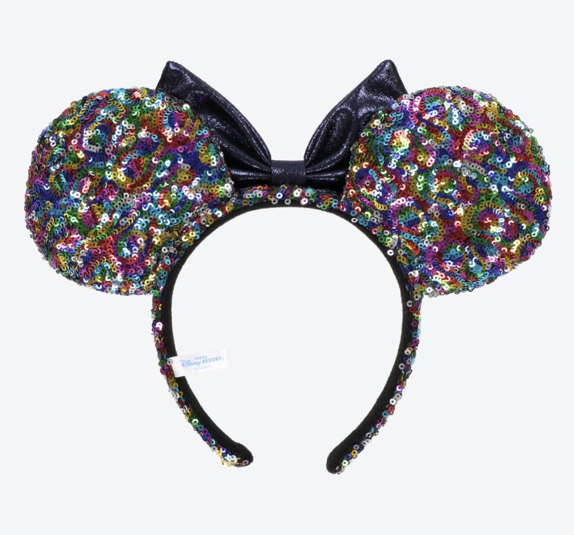 Japan Tokyo Disney Resort Headband Ears Sequin black ribbon Minnie