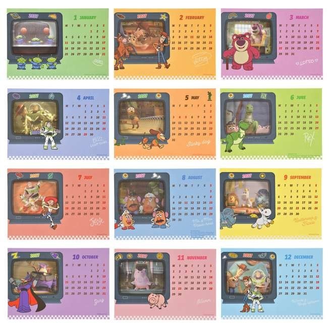 Japan Tokyo Disney Store Toy Story Desktop Figure CALENDAR & ORGANIZER 2027