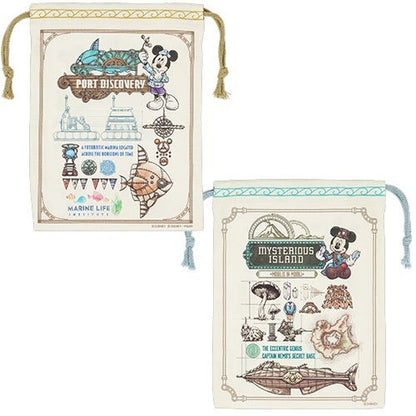 Japan Tokyo Disney Resort Mickey Mouse Drawstring Bag Set Sea 25th
