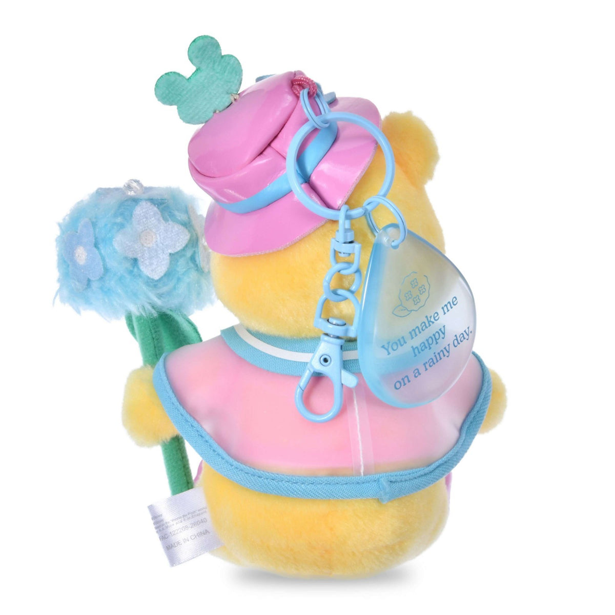 Japan Tokyo Disney Store Winnie the Pooh Plush Toy Keychain ENJOY RAIN