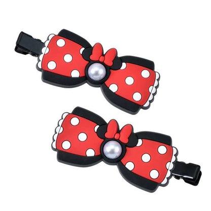 Japan Tokyo Disney Store Minnie Hair Clip Set Pearl Ribbons MAEGAMI Hair Zakka