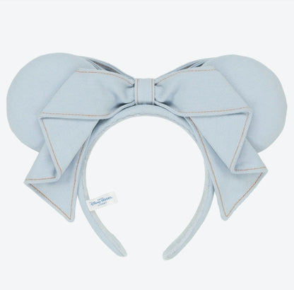 Japan Tokyo Disney Resort Minnie Mouse Ears Headband Denim Ribbon Free 2026