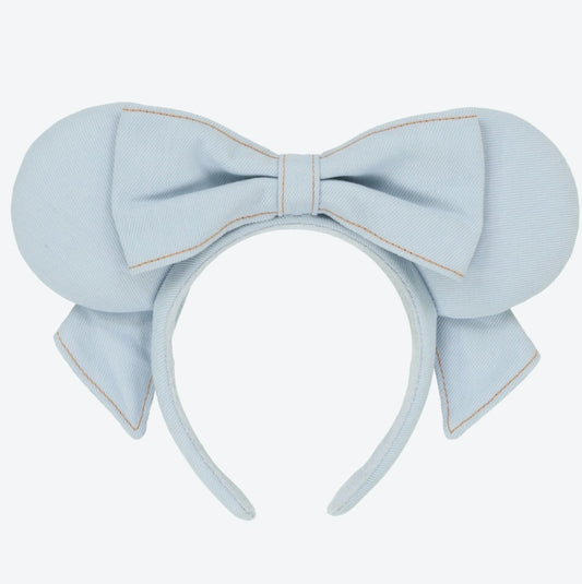 Japan Tokyo Disney Resort Minnie Mouse Ears Headband Denim Ribbon Free 2026