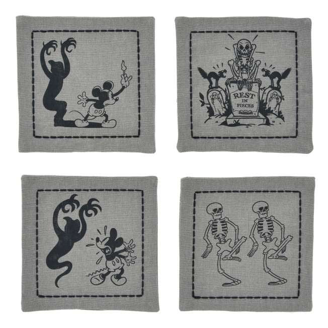 Japan Tokyo Disney Store Mickey Napkin Set The Skeleton Dance Haunted House