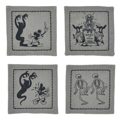 Japan Tokyo Disney Store Mickey Napkin Set The Skeleton Dance Haunted House