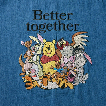 Japan Disney Fantasy Shop Bellemaison Pooh Unisex Embroidered Denim shirt